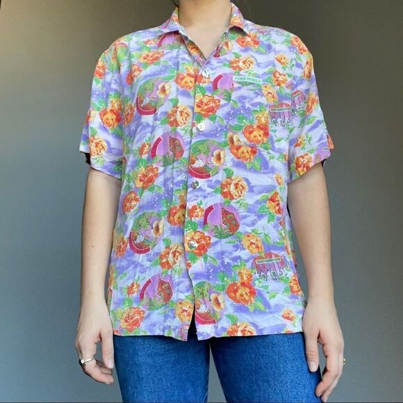 COPY - Vintage Women’s Jams World Hawaiian Floral Tropical Purple Button Up Blo… - Picture 3 of 12